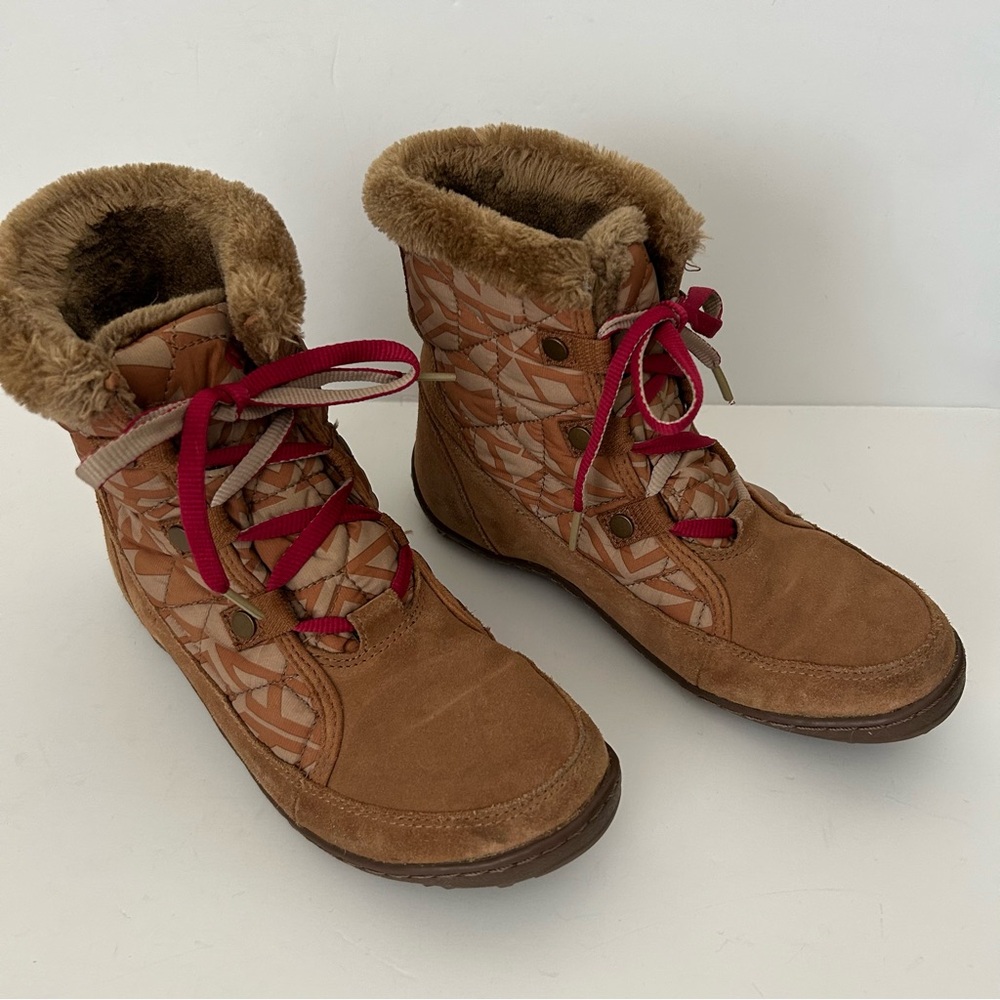 Columbia Tan Brown Minx Shorty Omni Heat Tech Winter Waterproof Ankle Boots - 7